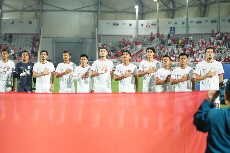Foto skuad Timnas U23 Indonesia dalam pertandingan perempat final Piala Asia U23 melawan Korea Selatan, Kamis (25/4/2024) atau Jumat dini hari WIB.